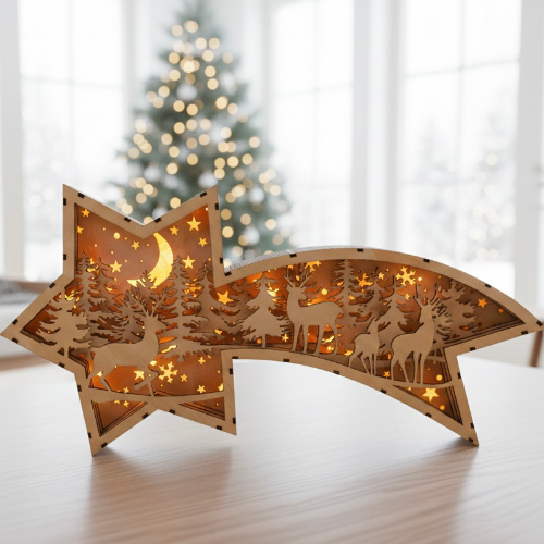 Weihnachtliche Sternschnuppe mit LED-Beleuchtung