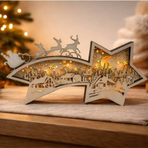 Weihnachtliche Sternschnuppe mit LED-Beleuchtung