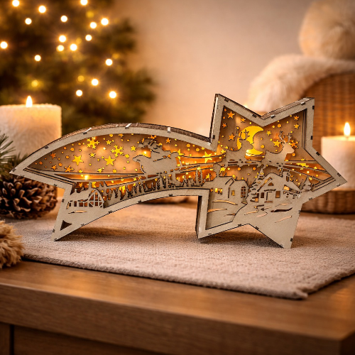 Weihnachtliche Sternschnuppe mit LED-Beleuchtung
