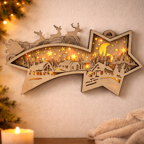 Weihnachtliche Sternschnuppe mit LED-Beleuchtung