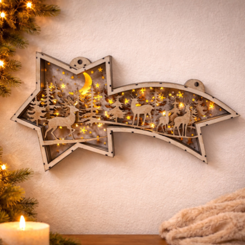 Weihnachtliche Sternschnuppe mit LED-Beleuchtung
