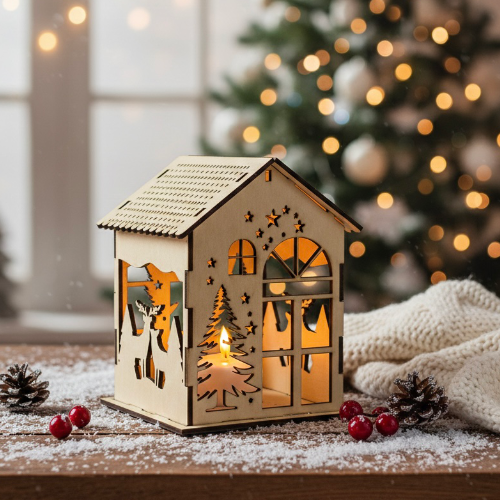 Weihnachtliches Teelichthaus