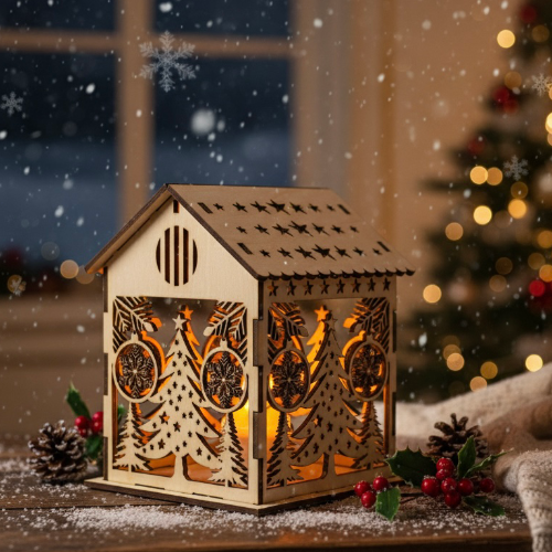 Weihnachtliches Teelichthaus