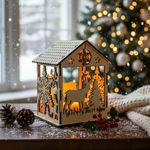 Weihnachtliches Teelichthaus