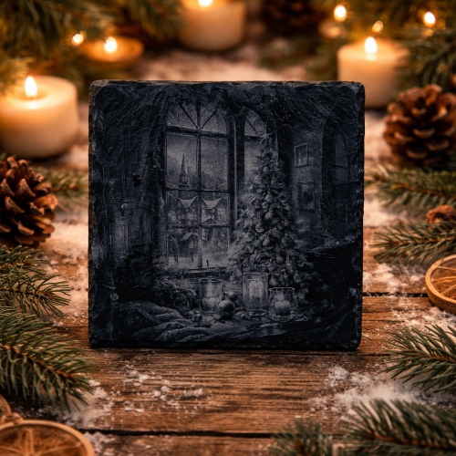 Weihnachtlicher Schiefer-Untersetzer