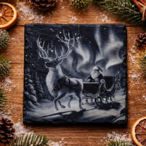 Weihnachtlicher Schiefer-Untersetzer