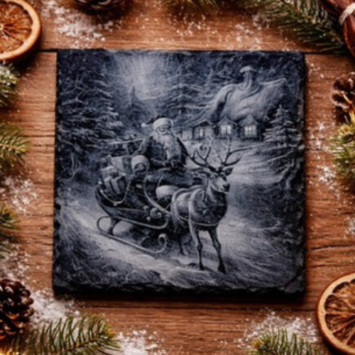 Weihnachtlicher Schiefer-Untersetzer