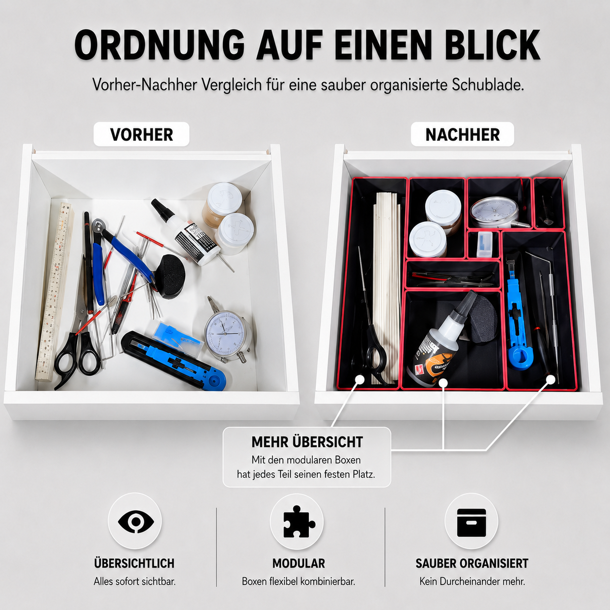 ModuFiix Set - Schubladen-Organizer 15er-Set